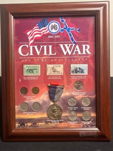 Civil War Coin & Stamp Display - 150 Year Anniversary Framed Tribute