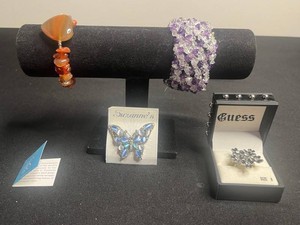 Costume Jewelry Mixed Lot - Guess Ring, Sally C Bracelet & Butterfly Brooch