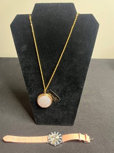 Costume Jewelry Mixed Lot - Bonelle Crystal Pendant Necklace (retails for $65) & Ethels Myrtle Watch