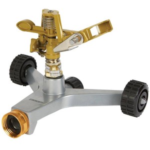 $29 Strongway Metal Impact Sprinkler on Wheeled Base, 85ft. Dia. Coverage, 34in. Connection
