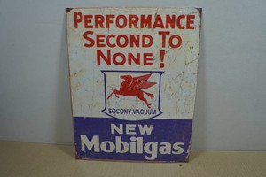 Mobilgas Metal Sign