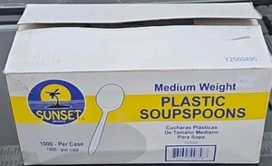 medium weight plastic soup spoons (almost full case)