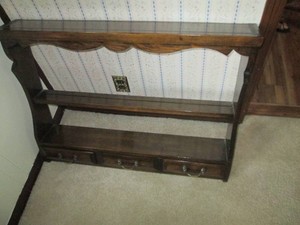 Quality wood 3-tier wall mounting shelf with 3-drawer storage 35x5x27in