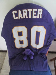 Chris Carter #80 MN Vikings football jersey with matching beanie baby style bear