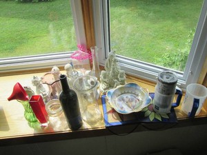 Stained glass window decor, hand painted glassware, vases, Precious Moments Figurines, fine China, Snow Babies statue and more