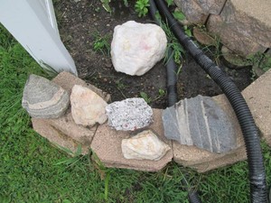 Variety of ornamental rocks smallest approx 6in, largest approx size of volley ball