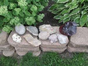 Ornamental garden rock grouping smallest approx size of an adult fist, largest approx size of mini basketball