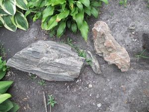 Decorative garden rock and wood chunks