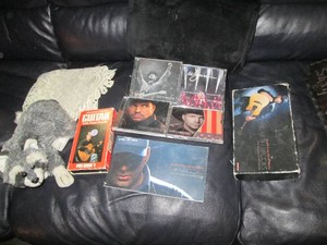 Garth Brooks Blame it all on my boots Music CD collection, wolf plush and lace doilies