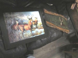 Live edge wood hand painted wall decor and 3D style wildlife framed decor