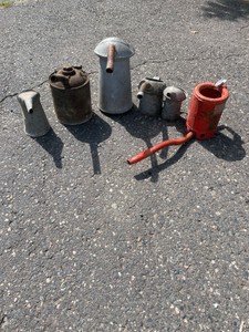 VARIETY OF GALVANIZED OIL CANS