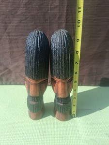 2 TIKI WOOD STATUE CARVINGS