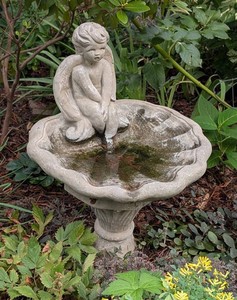 Y - Cement Bird Bath - Cherub Fountain Figure