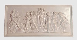 UL - Vintage Classical Bas-Relief Plaque After Bertel Thorvaldsen - Dance of the Muses on Helicon