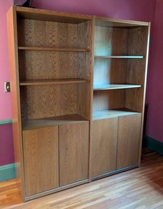 UL - Wood Bookshelf Set - 2-Piece Bookcase With Cabinet Storage