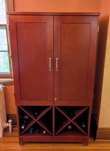 DR - Wood Bar Cabinet - Cherry Finish Wine Storage
