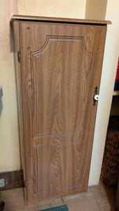 LL - Wood Storage Cabinet - Tall Shelved Cabinet With Locking Door