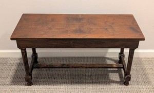 K - Vintage Piano Bench - Wooden Fluted-Leg Stool