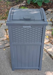 G - Outdoor Garbage Container - Suncast Wicker-Style