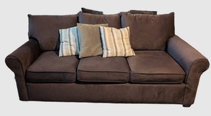 LL - Sofa - Dark Grey Upholstered Three-Cushion Couch
