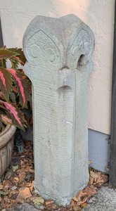 Y - Concrete Elephant Head Garden Pillar 23 in H X 6 in W