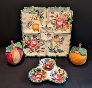 DR - Italian Ceramic Serving Dish & Fruit 4-Piece Mixed Lot