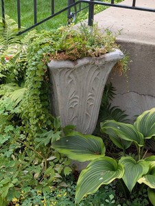Y - Cement Garden Planter - Large Footed Decorative Outdoor Urn