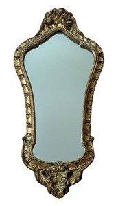 UL - Vintage Gold Wall Mirror - Italian Ornamental Frame 16 X 8.5 in
