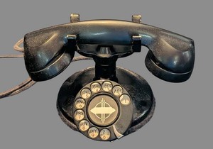 DR - Vintage Rotary Telephone - Black Bell-Style Desk Phone