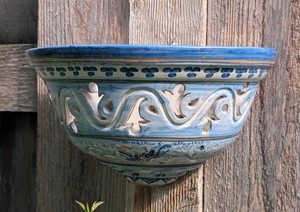 Ceramic Wall Planter - Hand-Painted Decorative Hanging Planter