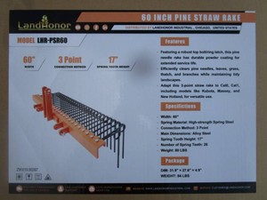 LandHonor 3 Point 60 Tine Rake