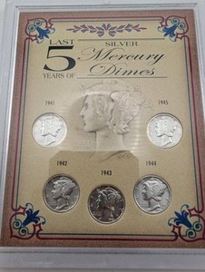 Estate 5-Piece Mercury Dime Collection, 1941-1945