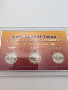 1937 Buffalo Nickel P D S Mint Collection (Lot of 3)