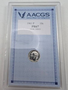 Estate 1961 P Roosevelt Dime PR67 In AACGS Holder