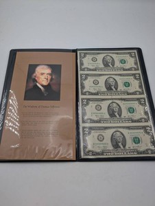 Estate Official Cordovan Collectors Display With Uncut $2 Bill Sheet