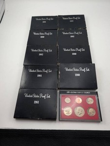 Estate Lot Of 10 United States Proof Sets, 1980-1982