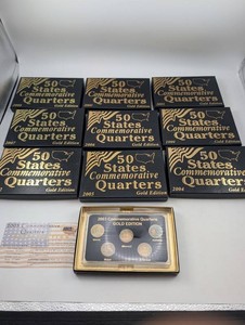 Estate Lot of 10 50 States Commemorative Quarters Gold Edition Sets