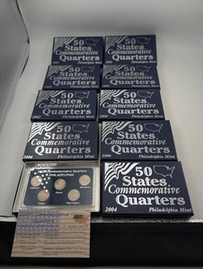Estate Lot of 10 Philadelphia Mint Commemorative Quarter Sets