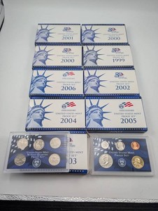 Estate Collection of United States Mint Proof Sets and State Quarters (Lot of 11)