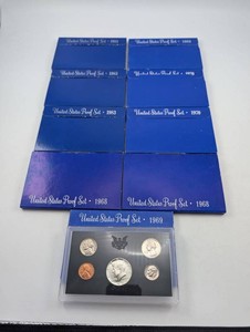 Estate Collection of 9 United States Proof Sets, 1968-1983