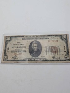 Estate 1929 $20 National Currency Note - Minneapolis