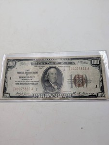 1929 $100 National Currency Note - Minneapolis