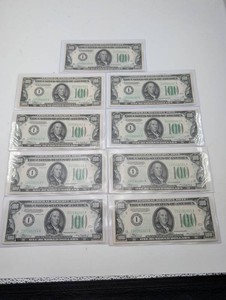 Estate Lot of 9 Series Consecutive 1934 $100 Federal Reserve Notes