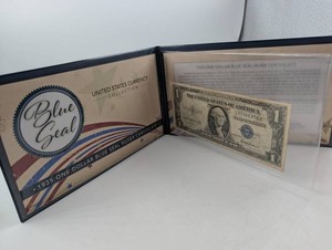 Estate 1935 One Dollar Blue Seal Silver Certificate Framed Display