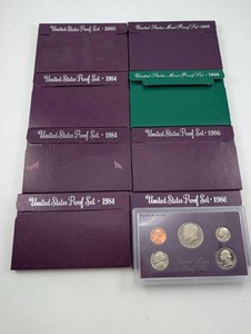 Estate Collection of 8 United States Proof Sets, 1984-1996