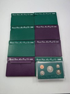 Estate Collection of 8 United States Mint Proof Sets, 1991-1998