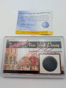 Estate Franklin Mint Original New York Penny With Certificate