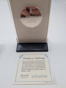 Pope John Paul II Sterling Silver Eyewitness Medal With Certificate