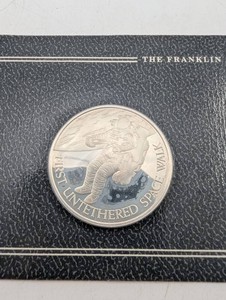 Estate Franklin Mint Sterling Silver First Untethered Space Walk Medallion