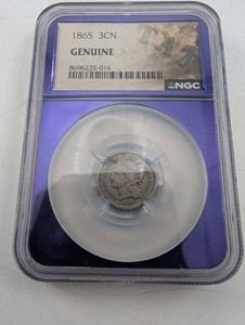 Estate NGC Genuine 1865 3CN Three-Cent Nickel